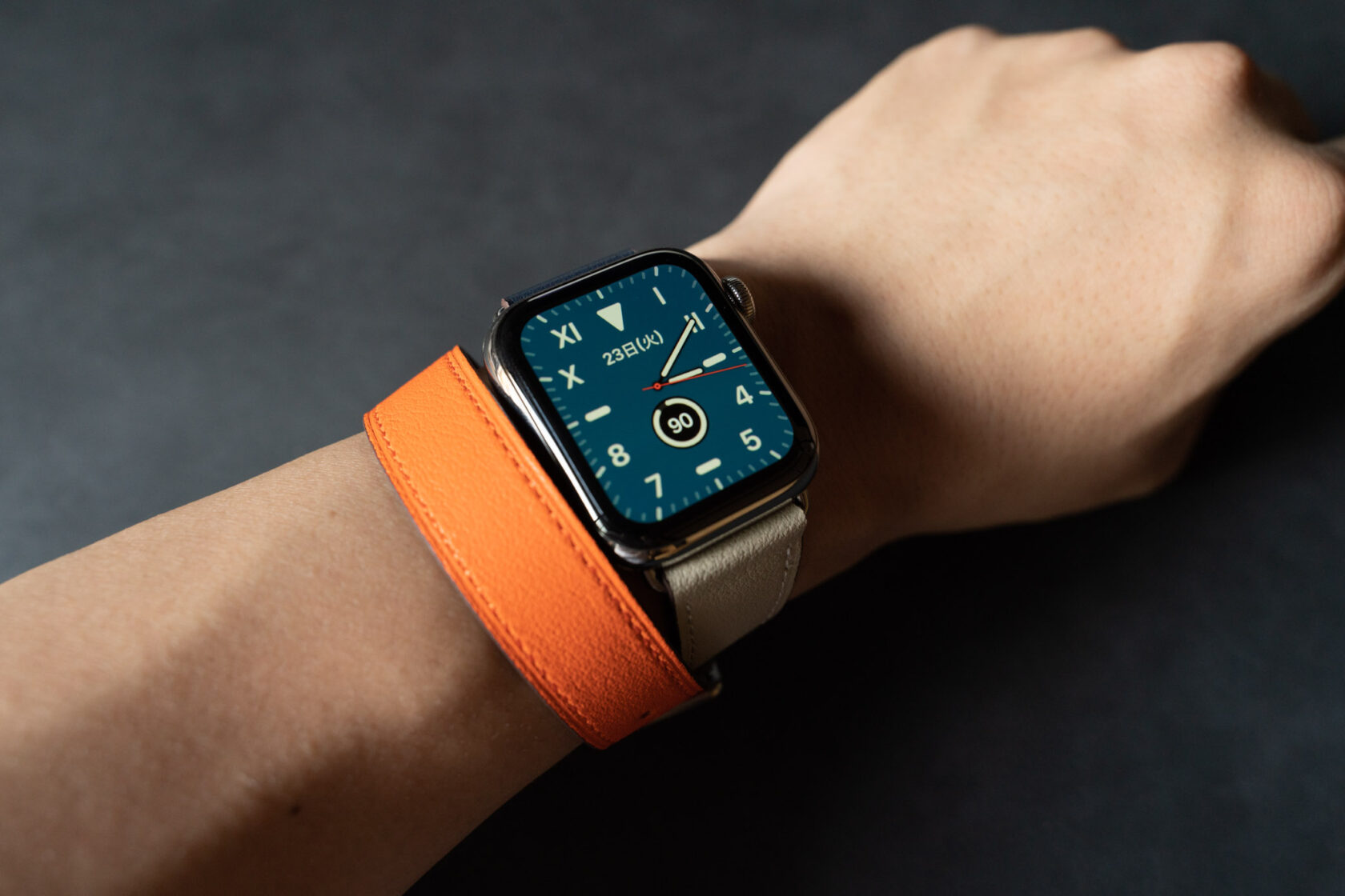 apple#160 Apple Watch エルメス 二重巻バンド ブラン HERMES - レザー